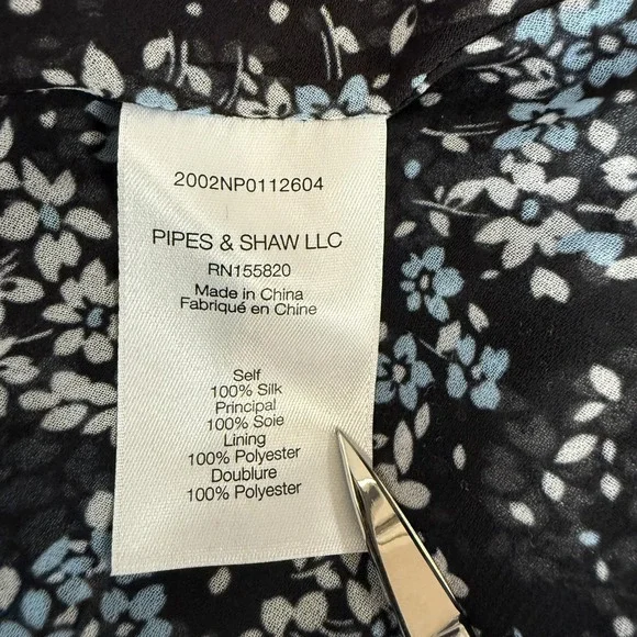 Veronica Beard Sean Wrap Dress Womens 20 Black Ditsy Floral Silk Ruched Ruffle - Picture 8 of 14